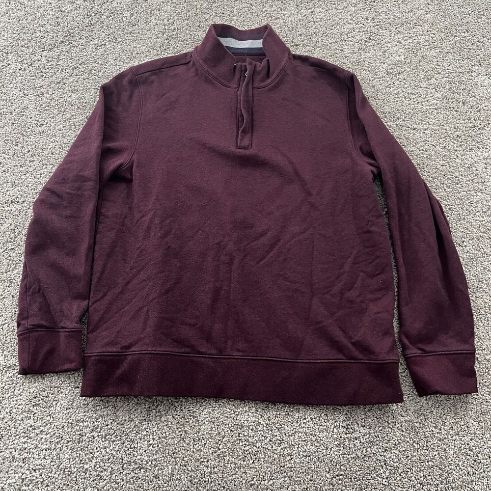 Untuckit Sweater Mens Large Maroon 1/4 Zip Mock Neck Casual‎ Classiccore Comfort